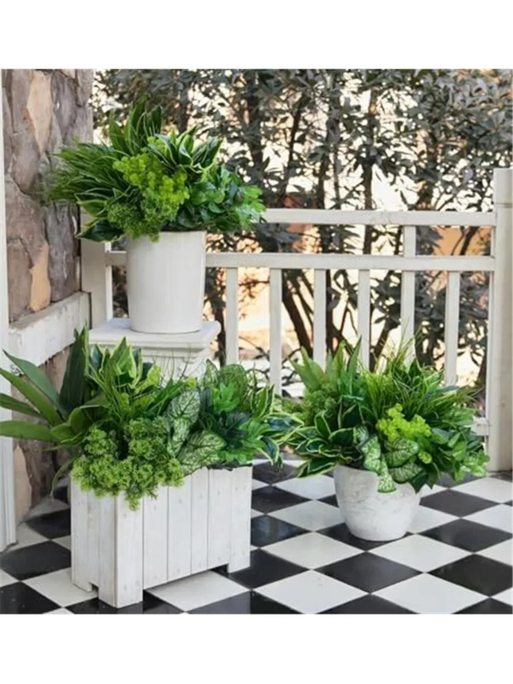 Artificial Boxwood Plants UV Resistant Fake Greenery Outdoor Porch Decor